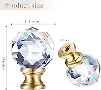 Vista 3 de Mudder 2 piezas de remates de lámpara de cristal, pantalla decorativa, tapa de rosca, perilla superior transparente con base de cromo pulido de Base