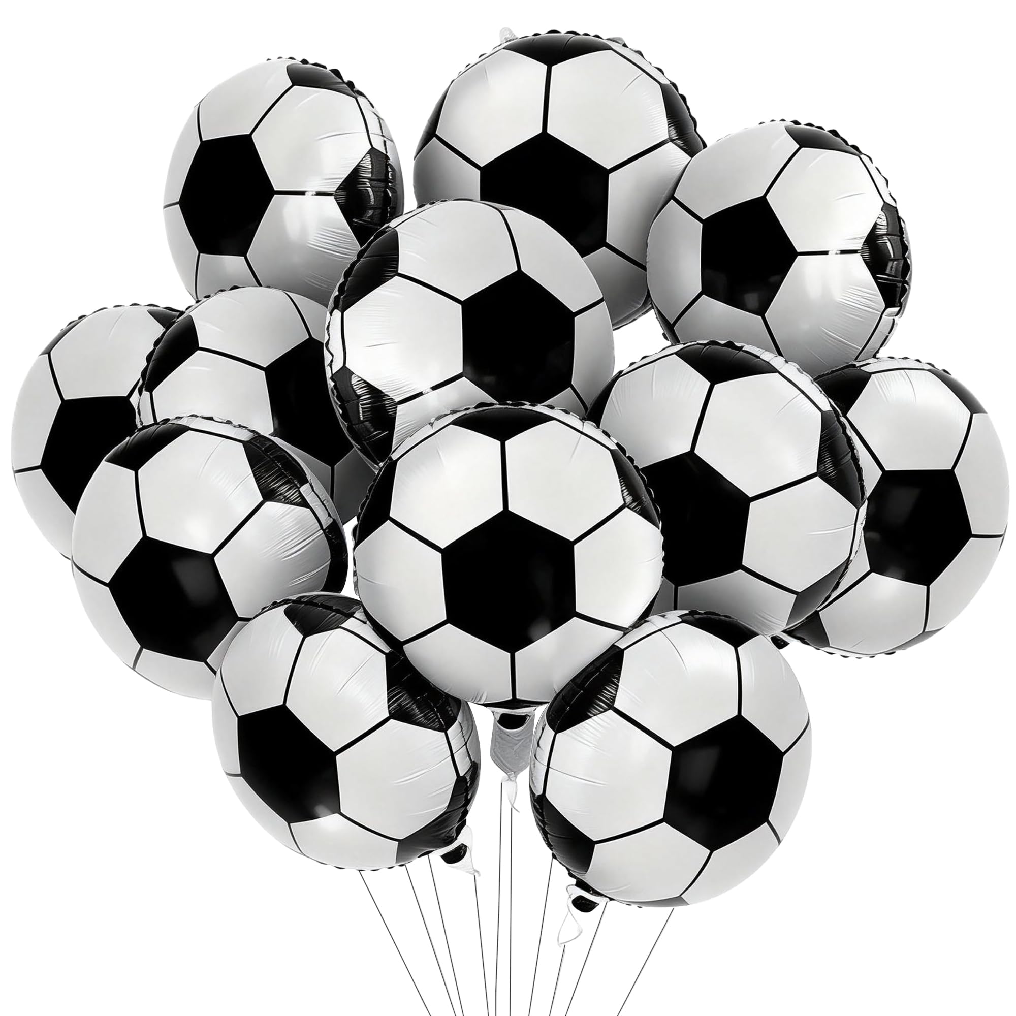 Photo 1 of 12PCS Large Soccer Foil Balloons 18inch for Sports Party, Graduation, Birthday, Baby Shower Decorations Soccer Balloons for Kids Party Supplies