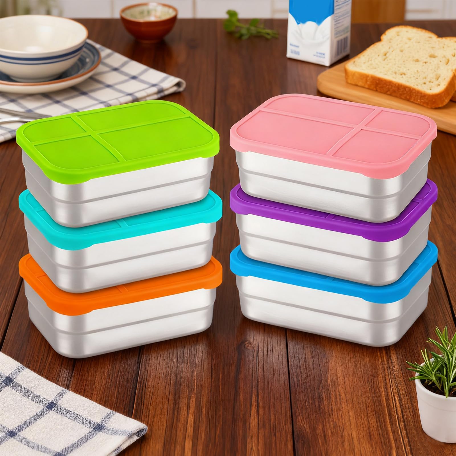 Portamerenda in acciaio Contenitore Con Coperchio In Silicone Da 720ml | Contenitore Ermetico Per Alimenti Per Viaggio, Picnic, Asilo , Sport, Ufficio, Casa, Campeggio, Escursioni E Outdoor
