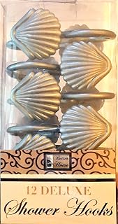 Better Home 12 Sea Shell Deluxe Shower Hooks S Shaped Fun Design Curtain Rings (Silver)