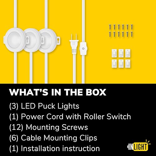 Miniatura 4 de GETINLIGHT IN-0106-3-WH - Luces LED de disco enchufables, 3 paquetes, solo montaje en superficie, blanco suave 3000 K, precableado, 120 V, 2 W (6 W