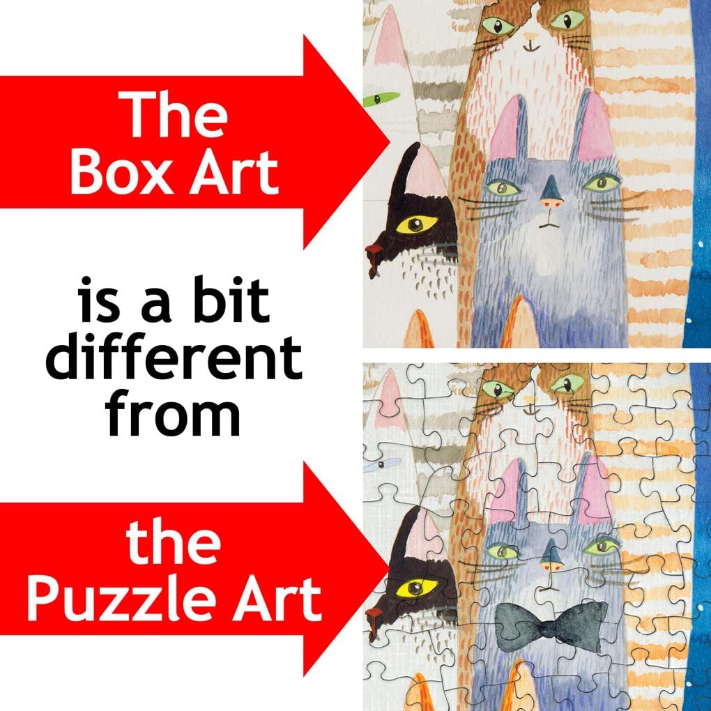 PuzzleTwist Jigsaw Puzzle | Colorful Cats | Something's Amiss! Series | 500 Pieces | Animals Pet Family Pastime