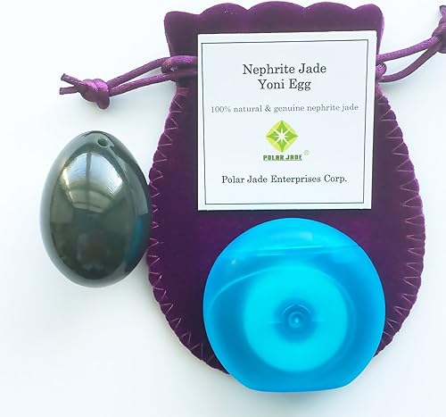 Miniatura 2 de Nephrite Jade Huevo Medio perforan con unwaxed cuerda y instrucciones para usuarios de todos los niveles para Yoni Masaje PC músculos trainiing o