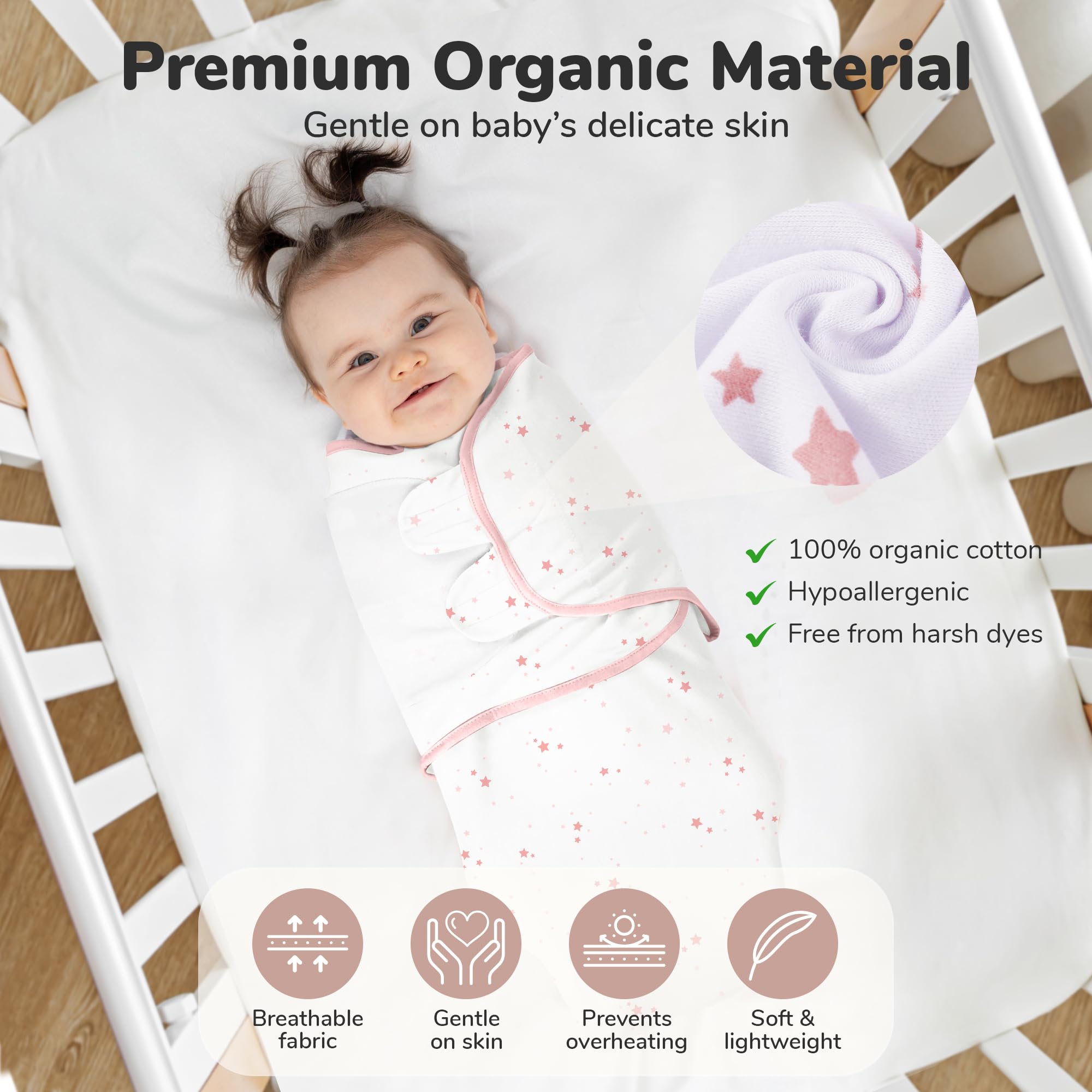 Mama Cheetah – Lot de 4 couvertures d’emmaillotage en Coton Bio pour bébé, Langes Ajustables faciles à Utiliser pour garçon et Fille de 0 à 3 Mois, Essentiels pour Nouveau-né