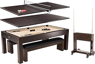 Barrington Billiards 7' Drop Pocket Pool Table 3-in-1 Dining Top, Table Tennis and Billiards with Game Accessories