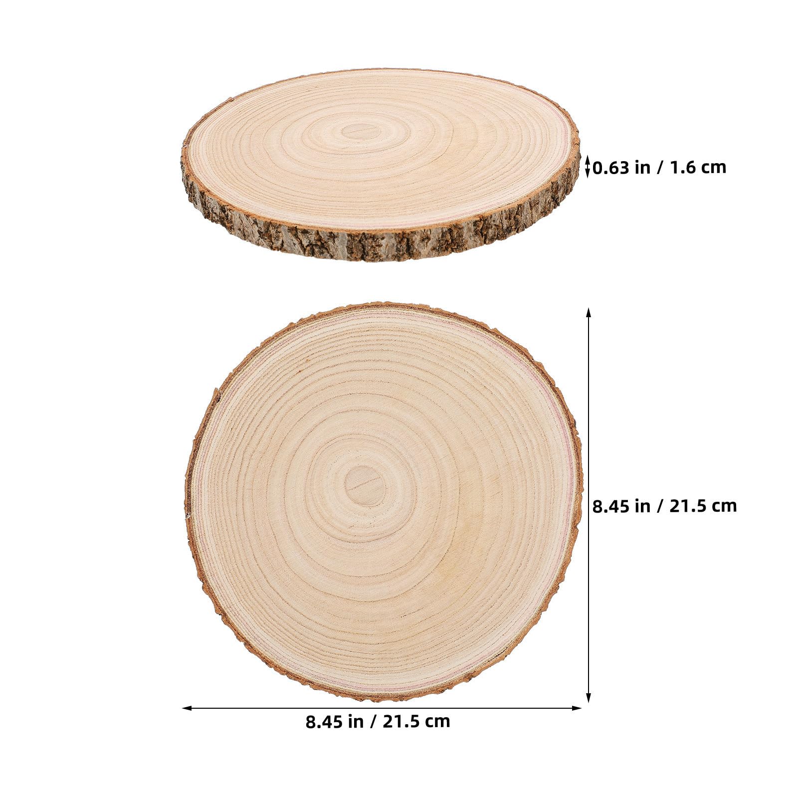 8 Piezas Rodajas de Madera de Paulownia Corteza, para Manualidades