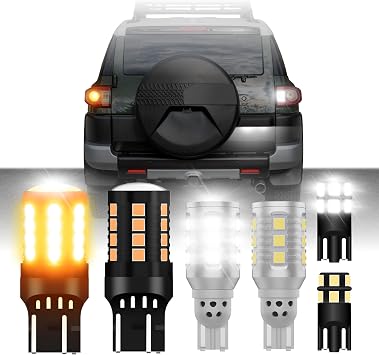 USR Amber Turn Signal & White Reverse Backup & White License Plate LED Bulbs Canbus Error Free - 6 Pieces Combo UPGRADE Compatible with 2012-2014 Toyota FJ Cruiser Tail Light Fits Factory Tail Lamps