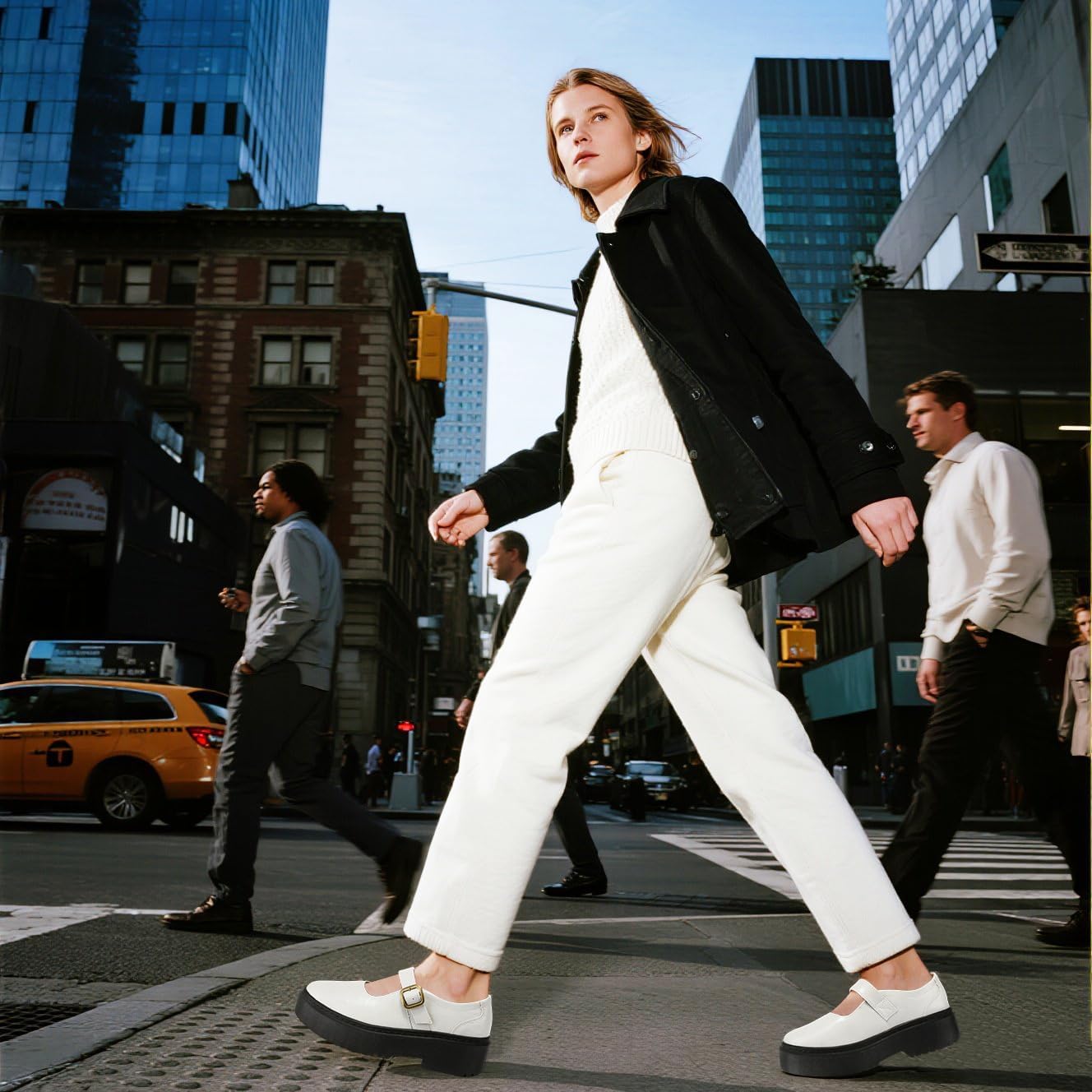 BEAUSEEN Women's Mary Jane Shoes with Platform Sole - Comfort Round Toe Strap Ballet Flats for Women - Chunky Heel Dress Flats - Image 2