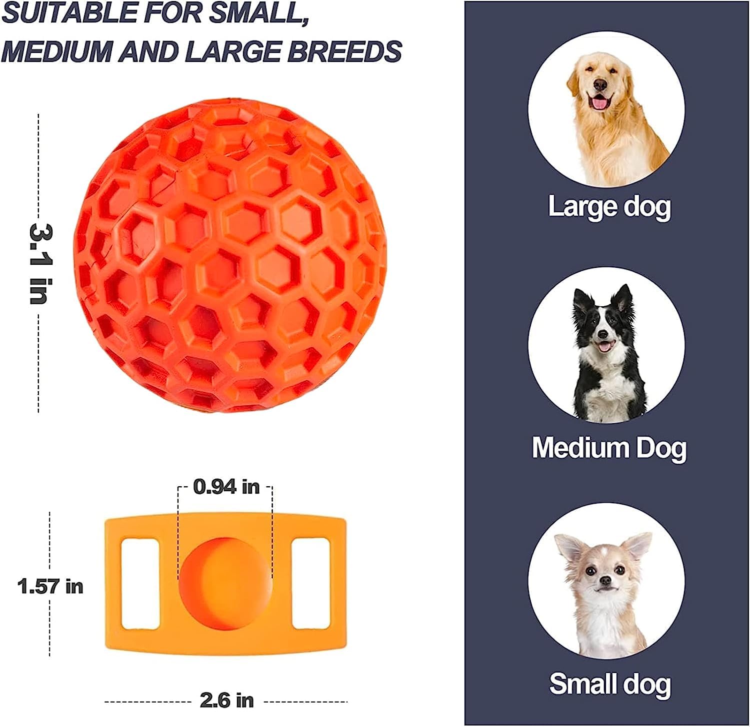 Pelotas chirriantes para perros, paquete de 2 juguetes para perros para masticadores agresivos, razas grandes y medianas, juguetes masticables duraderos y resistentes para perros, bolas de goma
