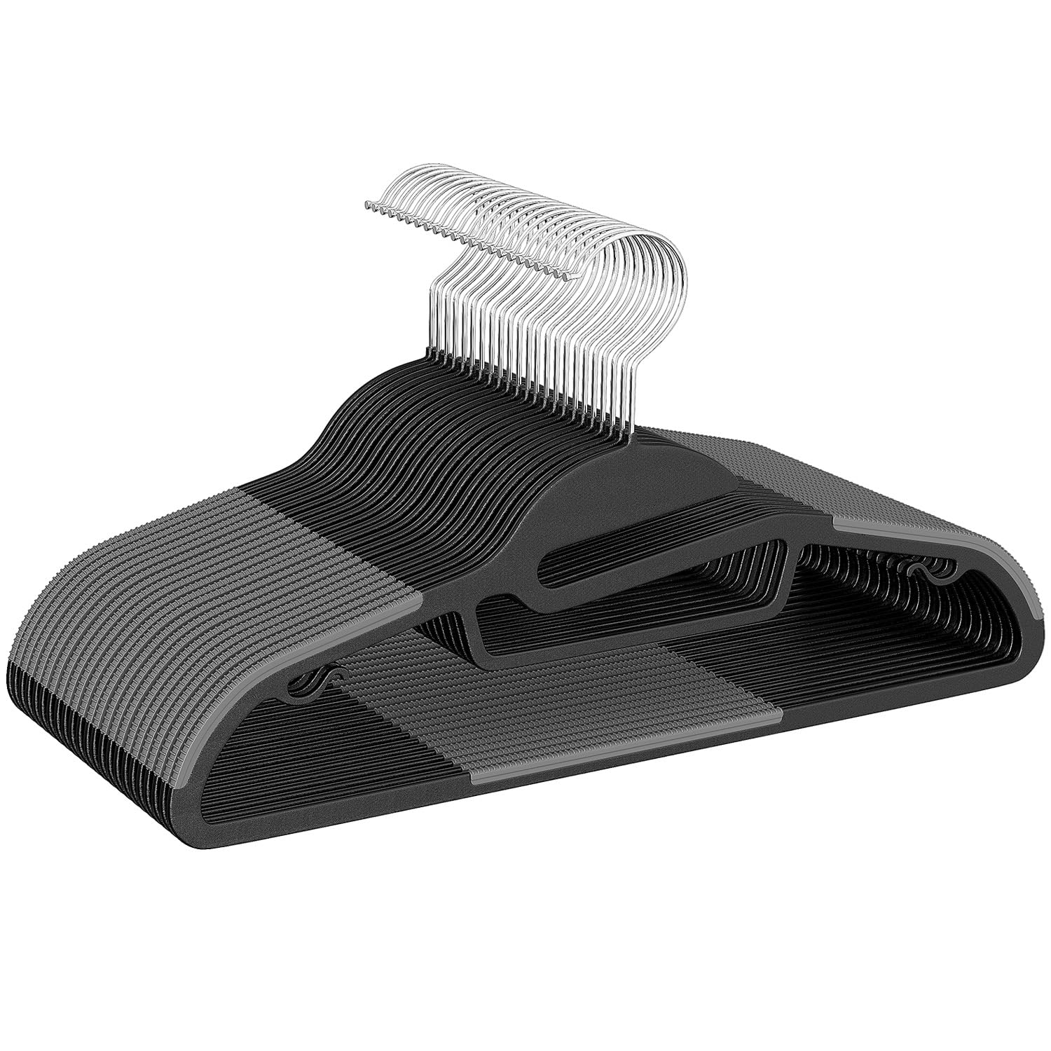 ( incomplete ) ( 40. Pack )Heavy Duty Plastic Hangers 50 Pack with Non-Slip Design,0.2 Inches Thick,360°Swivel Hook Space Saving Organizer for Bedroom Closet,Shirts,Pants,Strong Enough for Coat(Black- S Shaped)