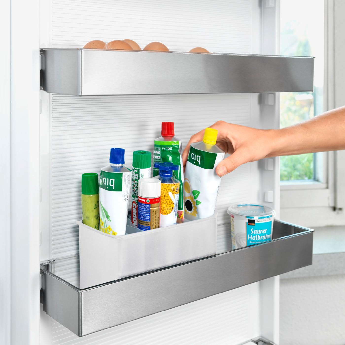 Betty Bossi Kühlschrank-Organizer 2er Set – kompakte Aufbewahrungsbox für 6–8 Tuben, Kunststoff, weiße Box zur Lebensmittel-Aufbewahrung im 