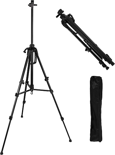 Creative Inspiration Valerri Caballete resistente de 61 pulgadas, portátil, altura ajustable para dibujo o pintura de piso a mesa, color negro