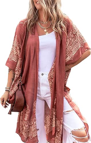Spicy Sandia Kimonos for Women Floral Beach Cover Up Loose