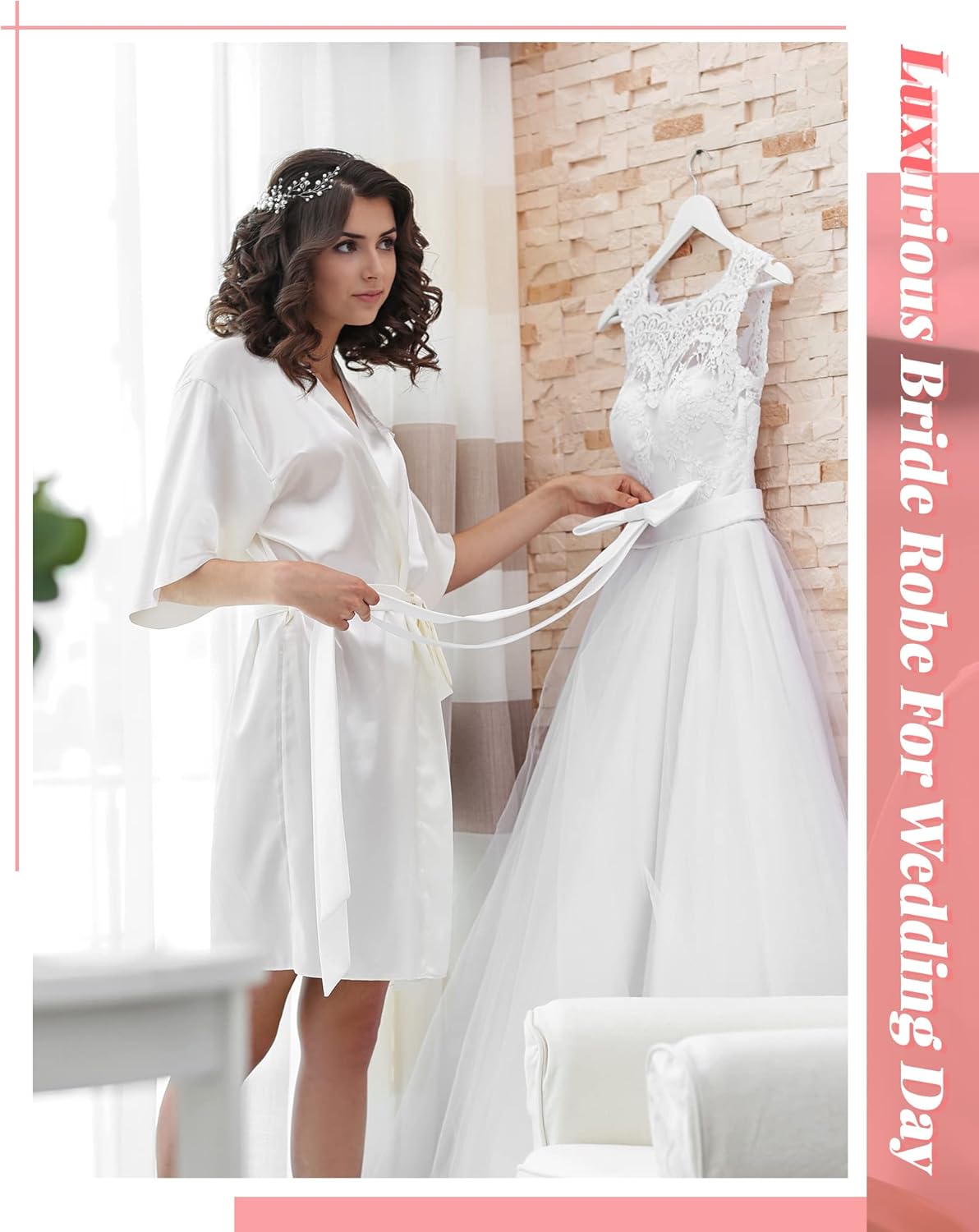 Jecery 10 Pcs Women Bride Kimono Robe Embroidered Getting Ready Satin Bridesmaid Robes for Wedding Party Bridal Shower - Image 4