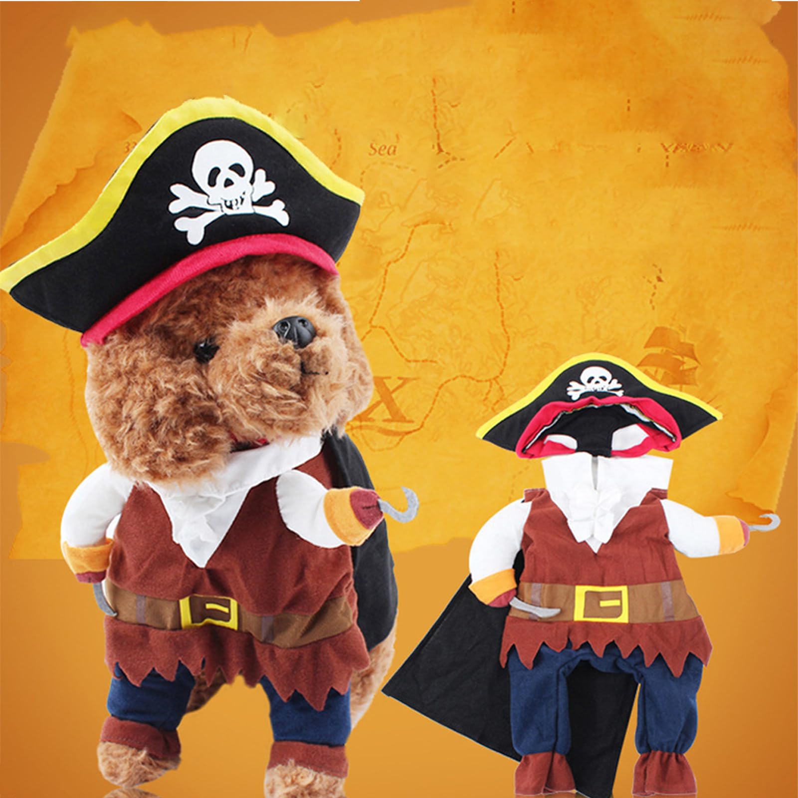 OYDASDog Halloween Pirate Costume for Party Special Events Costume,West Cowboy Uniform with Hat,Funny Pet Birthday Outfit for Dog Cat (Pirate-S)