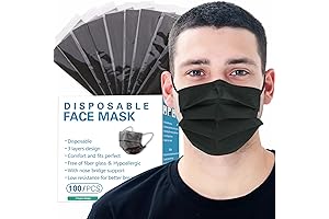 Individually Wrapped Black Face Mask 100 Pack