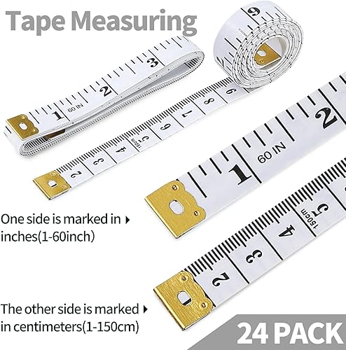 Miniatura 2 de 24 reglas de cinta métrica suave de doble escala de 60 pulgadas59.1 in a granel para coser tela a medida