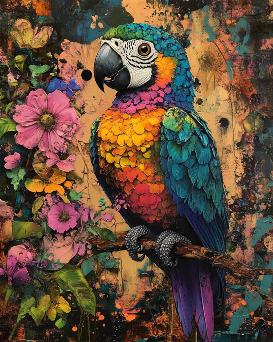 Rkflgew E Diy Bead Mbroidery Kits Graffiti Parrot 50X70cm
