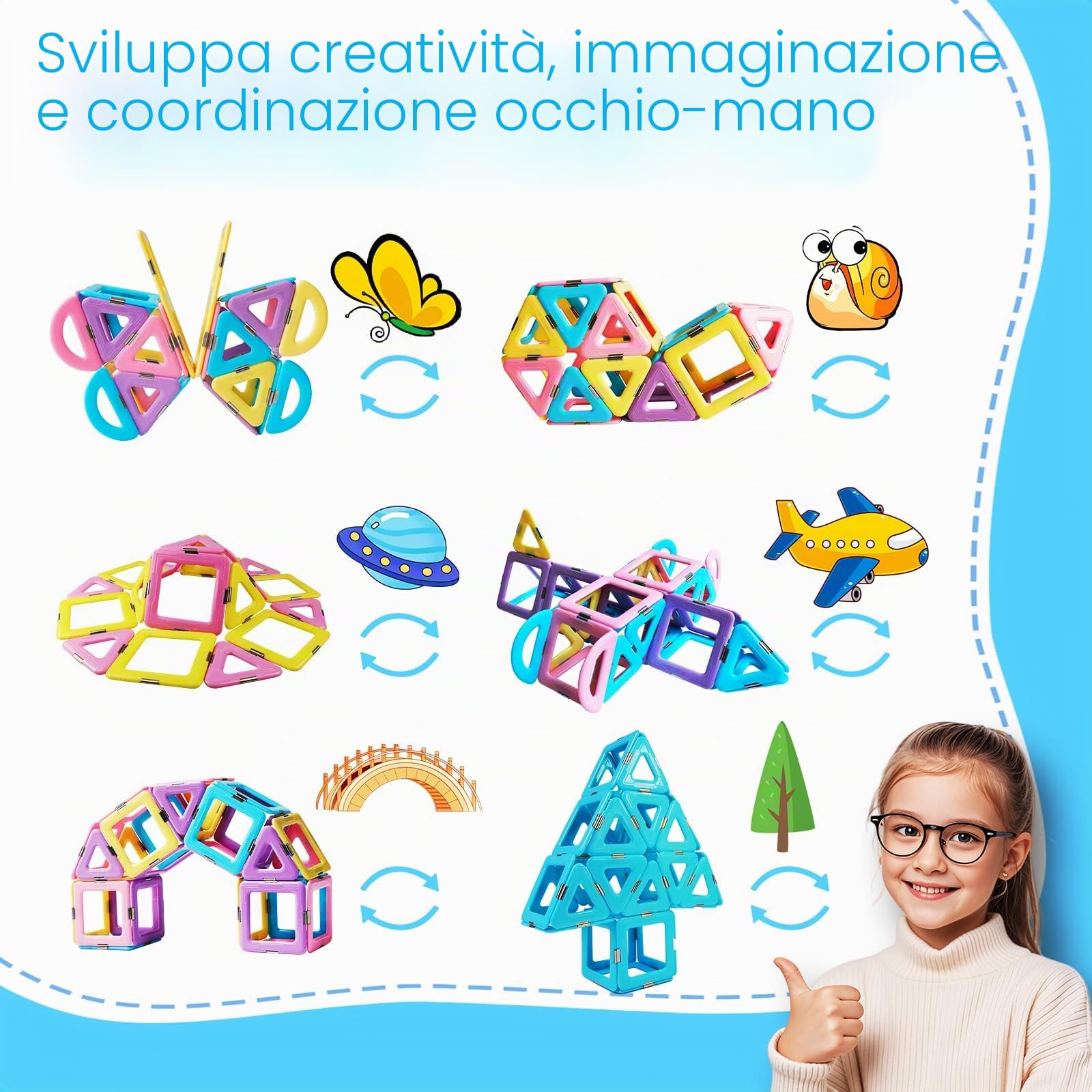 Magblock Magnetico Costruzione Costruzione Giocattoli 52 Pezzi Blocchi Magnetici Gioco Set Per Ragazzi e Ragazze Creatività Apprendimento STEM Giocattoli Magneti Piastrelle Regali per Bambini