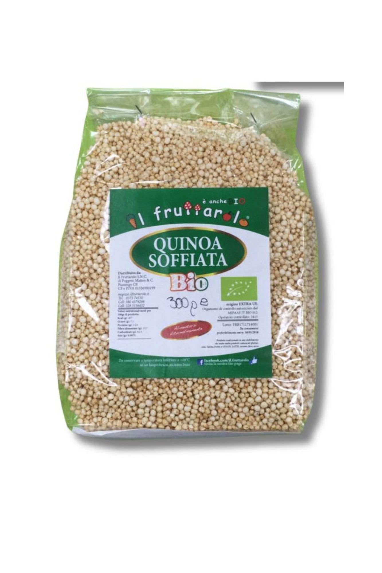 Kit di 4 cereali soffiati biologici: quinoa, amaranto, miglio, grano saraceno - 300 g cadauno. Naturalmente senza glutine. Non solo per bevande ma anche per yogurt, minestre e insalate