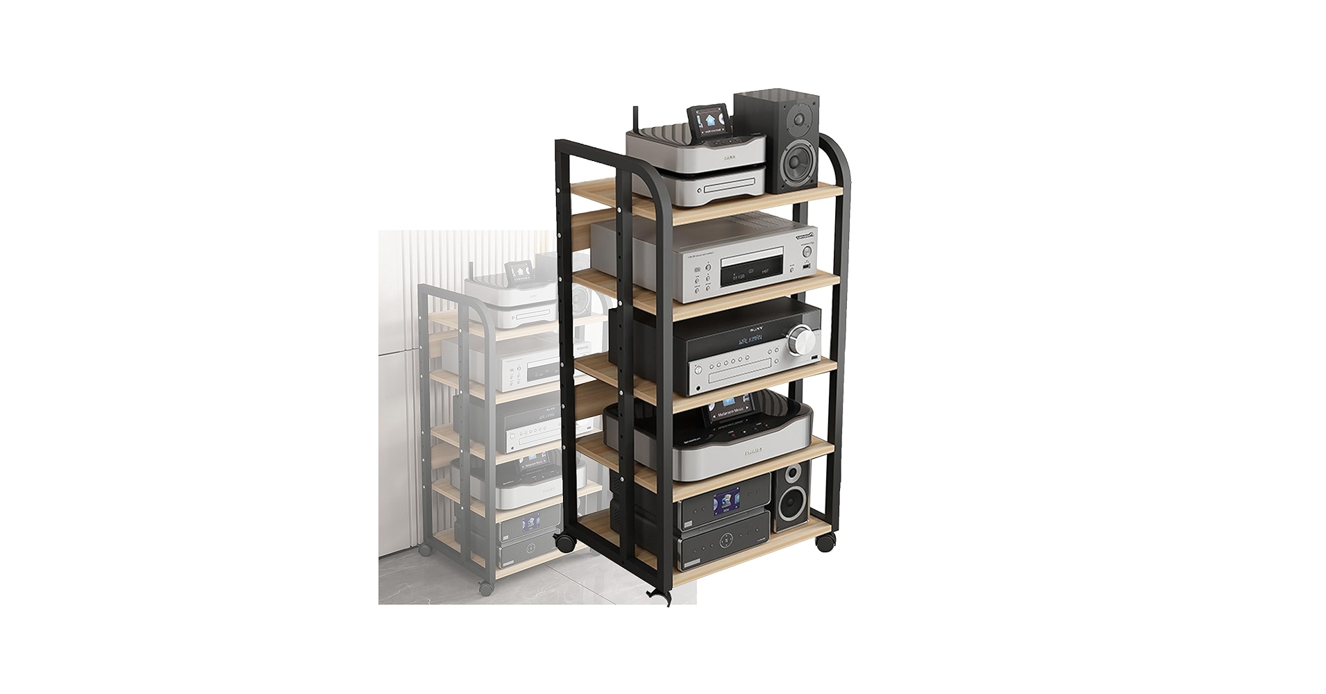 LPプレイヤー　木製の台 木目調 多機能 マルチオーディオ レコードプレーヤー 【通常