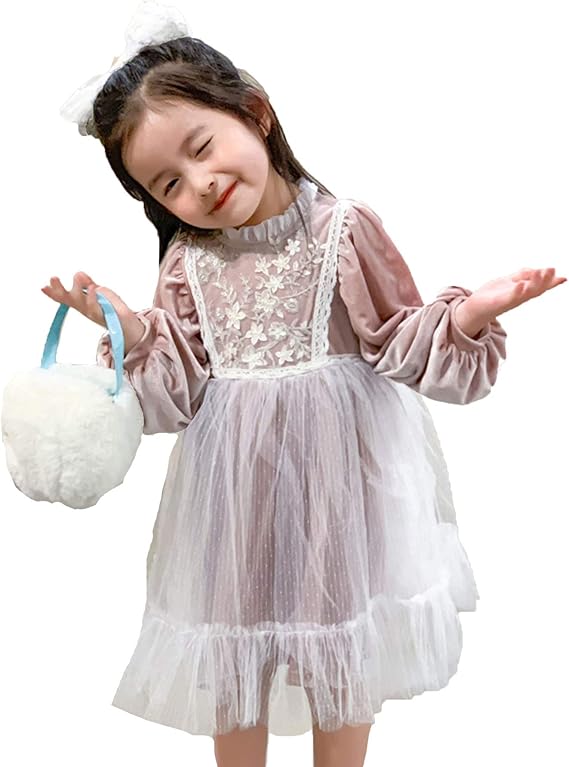 Amazon Slinx プリンセス ドレス ワンピース 子供 長袖 チュール エルサ風 プリンセスドレス お姫様 クリスマス プレゼント ギフト アナ雪 ベロア袖 秋冬 Qz 332 フォーマル 通販