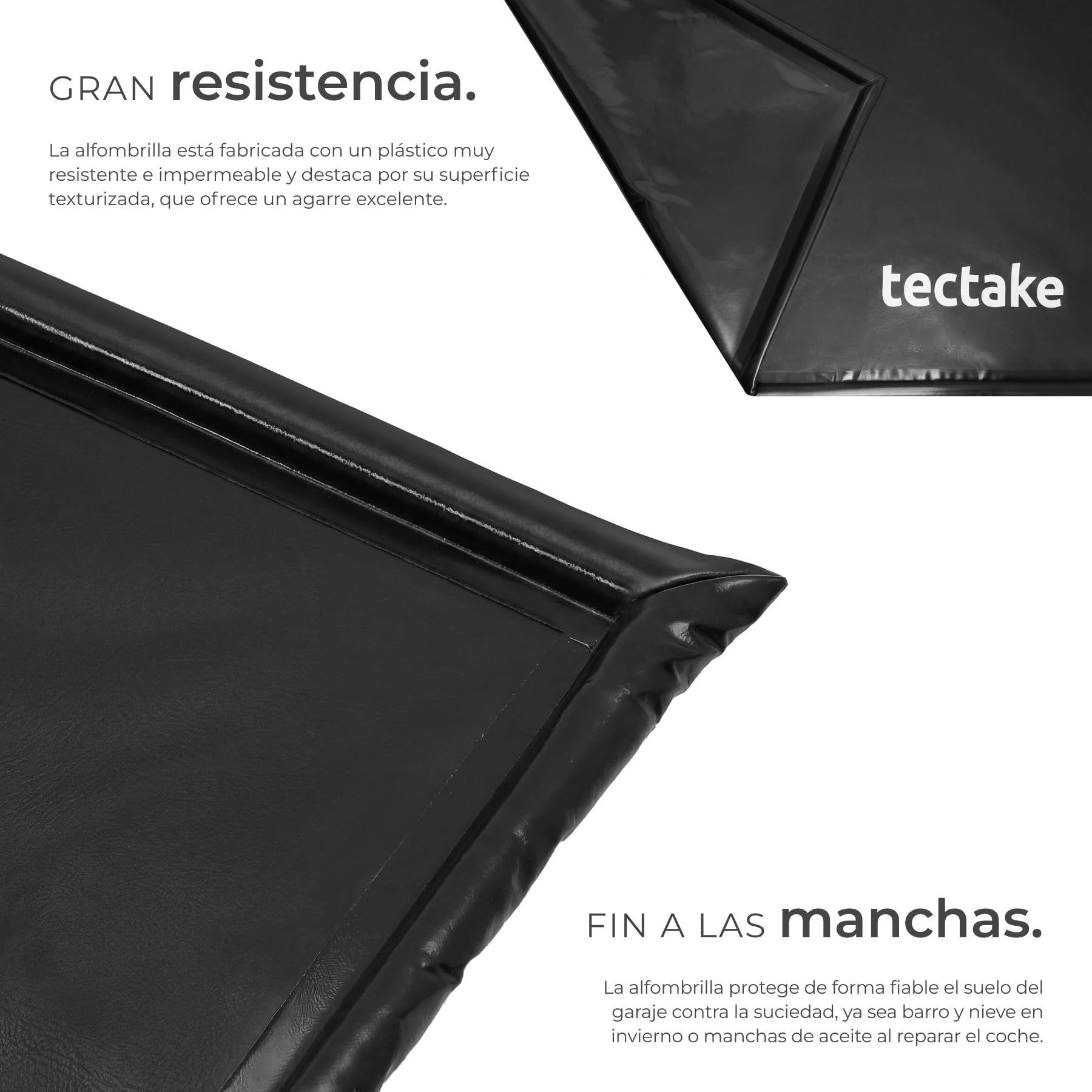 tectake® Tapete Garaje, Gomas Antideslizante, Protector Suelo 2,4 x 5,5 m, Borde Elevado, Incluye Extractor Extensible, Alfombra Antideslizante, Alfombra Protectora de Suelo - Negro
