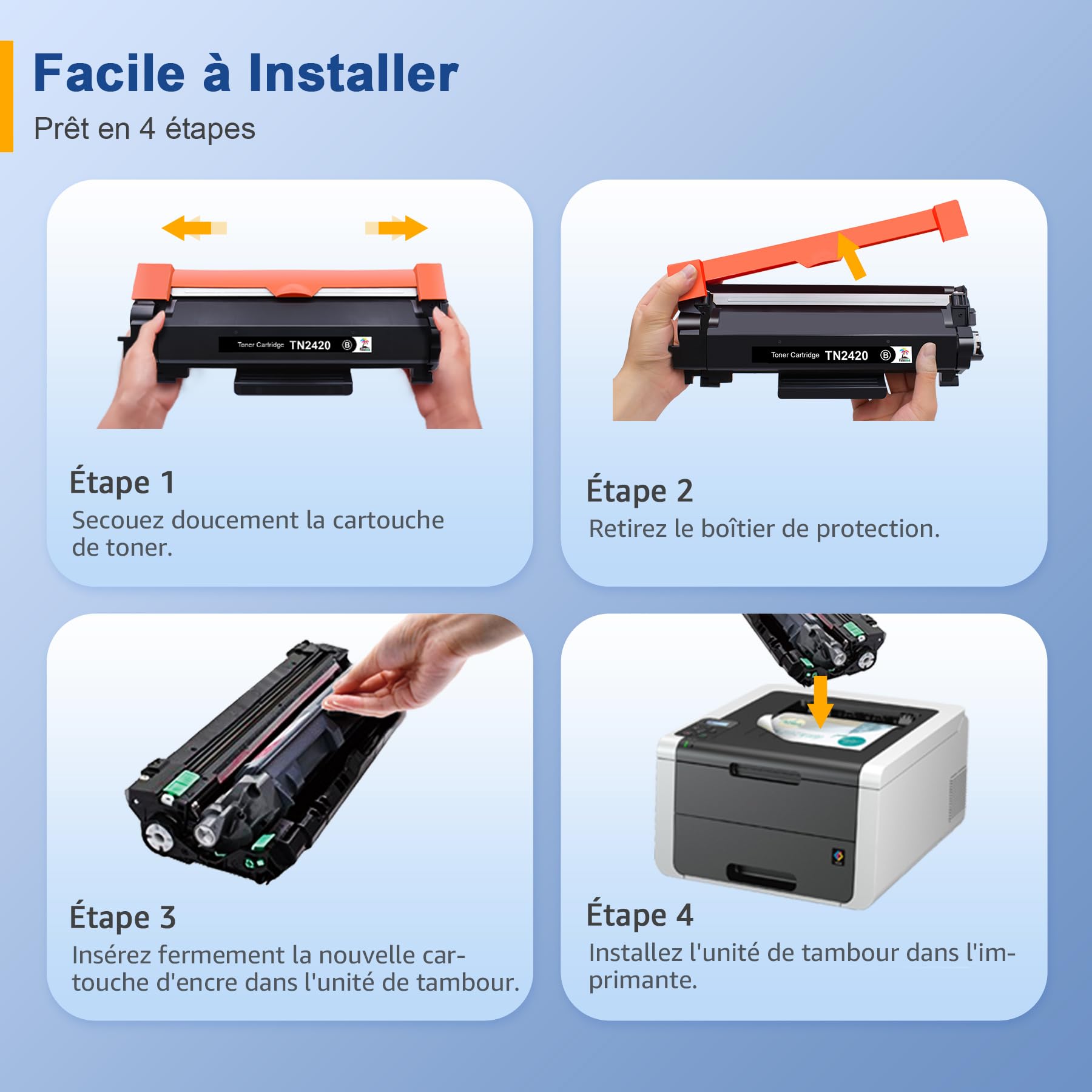 Palmtree Compatible Toner TN2420 Toner Brother DCP-L2530DW Toner Brother HL-L2350DW Toner MFC L2710DW TN2410 TN 2420 TN-2420 DCP L2530DW MFC-L2710DW MFC-L2750DW DCP-L2510D (2 Noir)