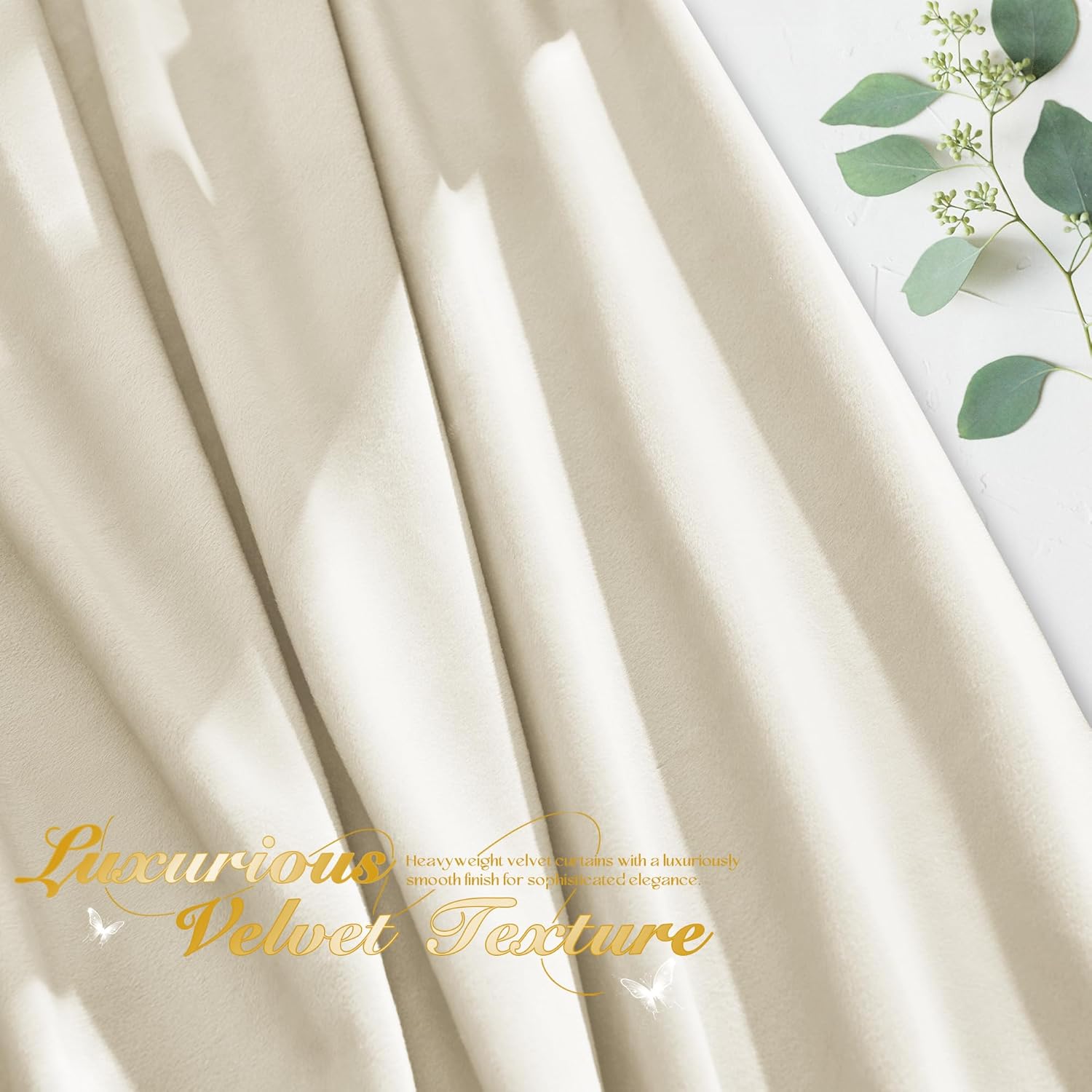 Manyshofu White Velvet Curtains 84 inch Length 2 Panels Set, Luxury Blackout Curtains Thermal Insulated White Curtain Drapes - Room Darkening Curtain for Bedroom Living Room Decor(52" W x 84" L)