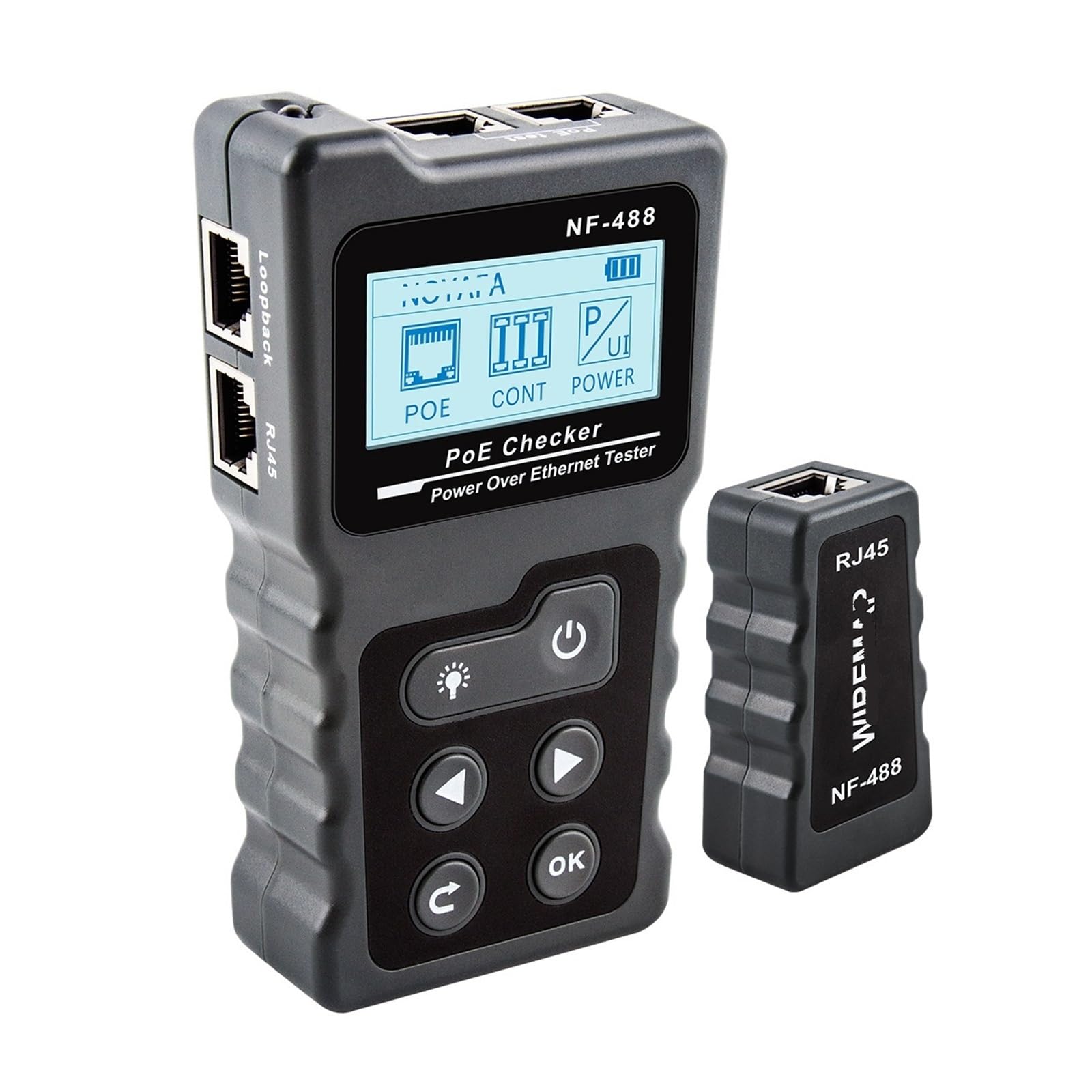 Probador de cables NF-488 localiza bucles y fallos en red PoE 4