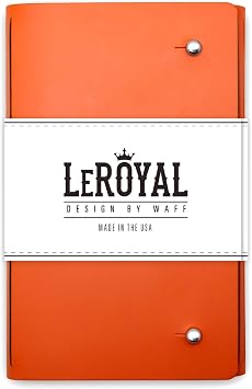 WAFF, LeRoyal Recycled Leather Journal, 7" x 5.3" x 1" - Orange