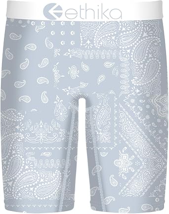 Ethika Mens Staple Boxer Brief, 4-Way Stretch with - Ice Paisley