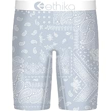 Ethika Mens Staple Boxer Brief, 4-Way Stretch with Signature Waistband, No Ride-Up Comfort - Ice Paisley