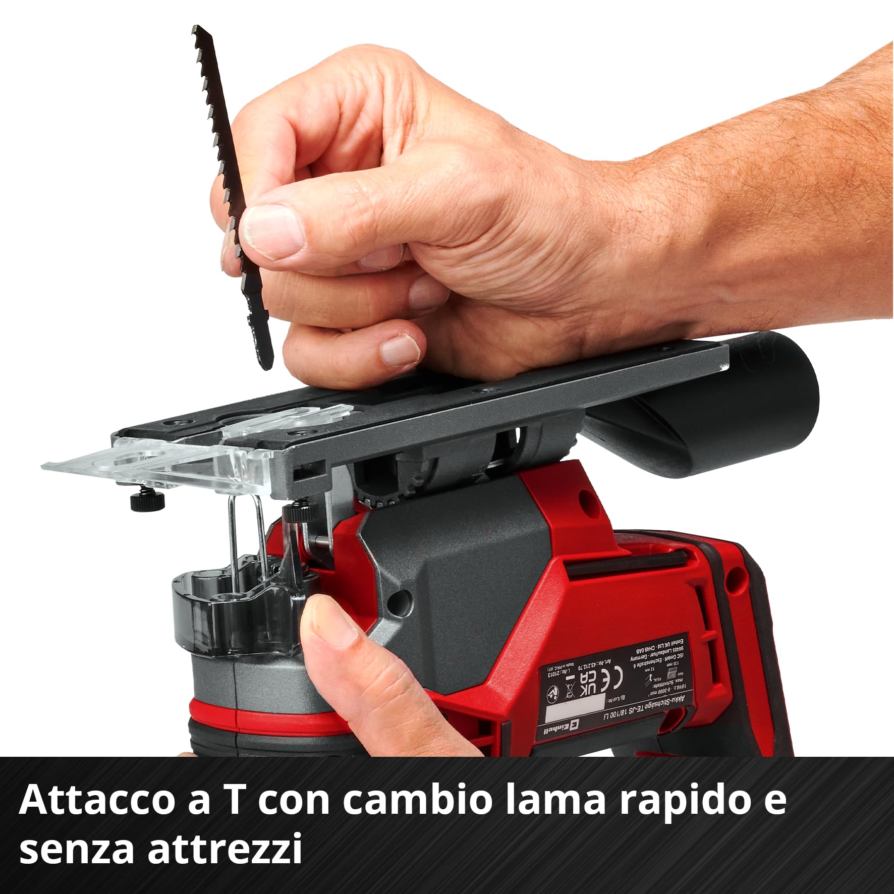 Seghetto alternativo Einhell Professional TE-JS 18/100 Li-Solo Power X-Change (18 V, profondità taglio 100 mm su legno, altezza sollevamento 26 mm, passo max. 45º, incl. lama, senza batteria)