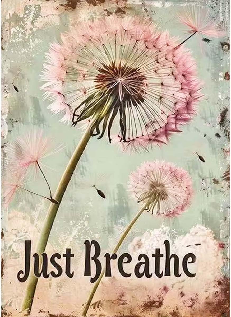 Dandelion Stamped Cross Stitch Kits for Adults -,Just Breathe Embroidery Kits for Beginners,11 CT Patterns Dimensions Counted Cross Stitch Kits for Adults Arts Craft 12x16 inch