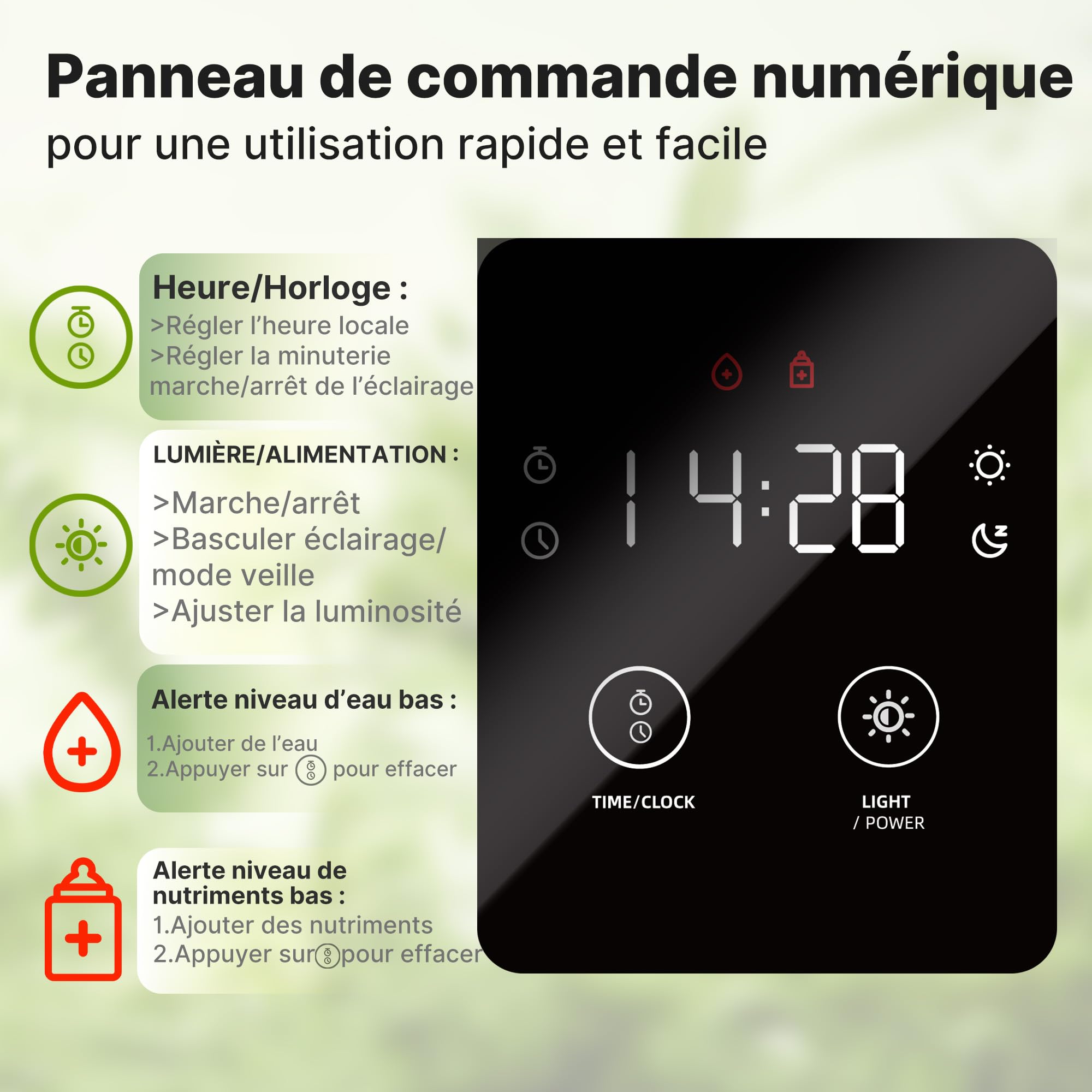 SUNCOZE Potager Hydroponique avec 20 Paniers, Noir | Réservoir 10L, Lampe LED 30W, Hauteur 635 mm, Pompe Silencieuse avec Minuterie, pour la Maison