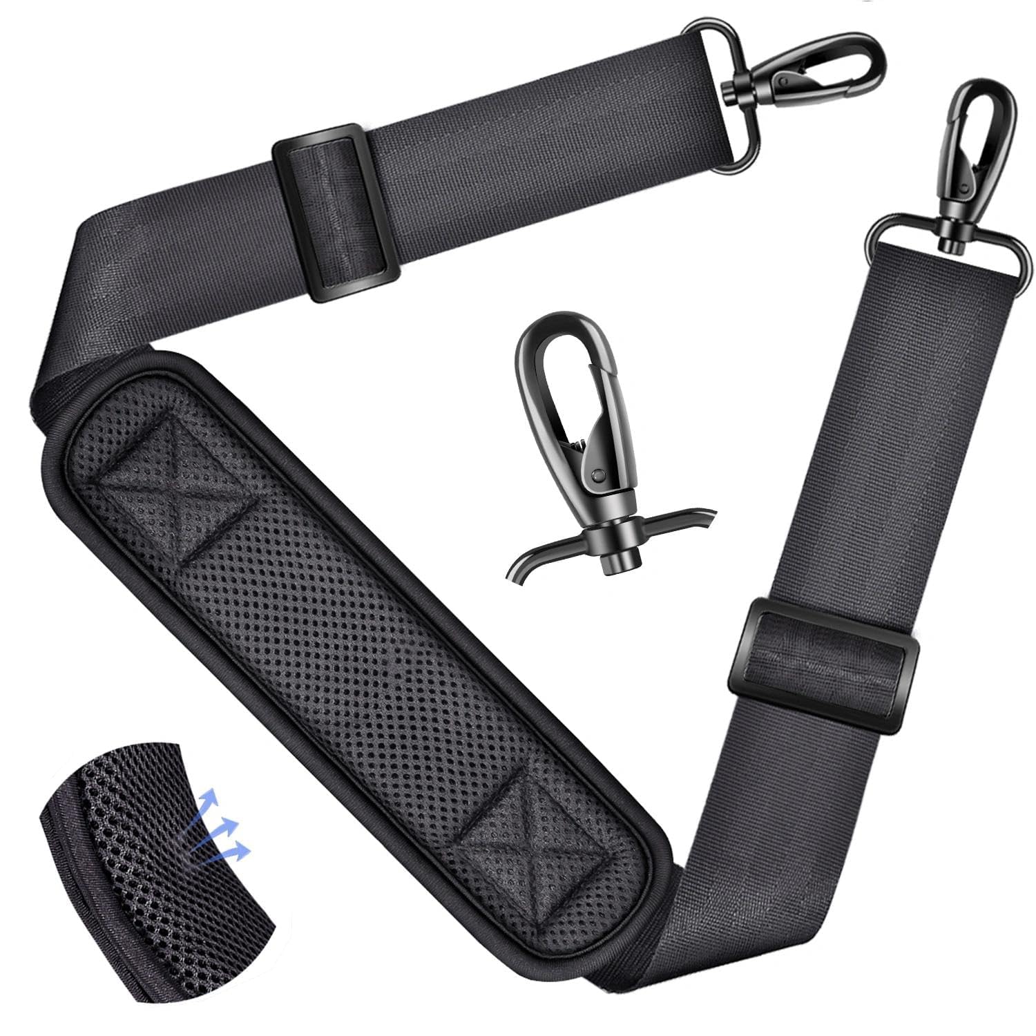 ZINZ Shoulder Strap - 59 Inch Universal Heavy-duty Adjustable Strap with Ultra-thick Fixed Breathable Pad for Laptop, Gym, Camera Bag and More -Dark gray