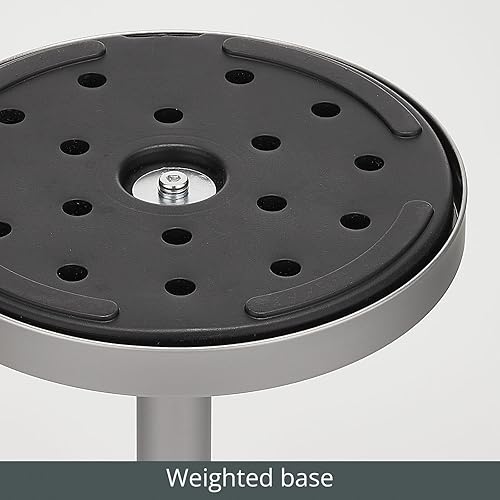 Miniatura 5 de mDesign Mesa de noche lateral o final de cristal, pequeña y moderna mesita de noche de metal con acento redondo para sala de estar, dormitorio,