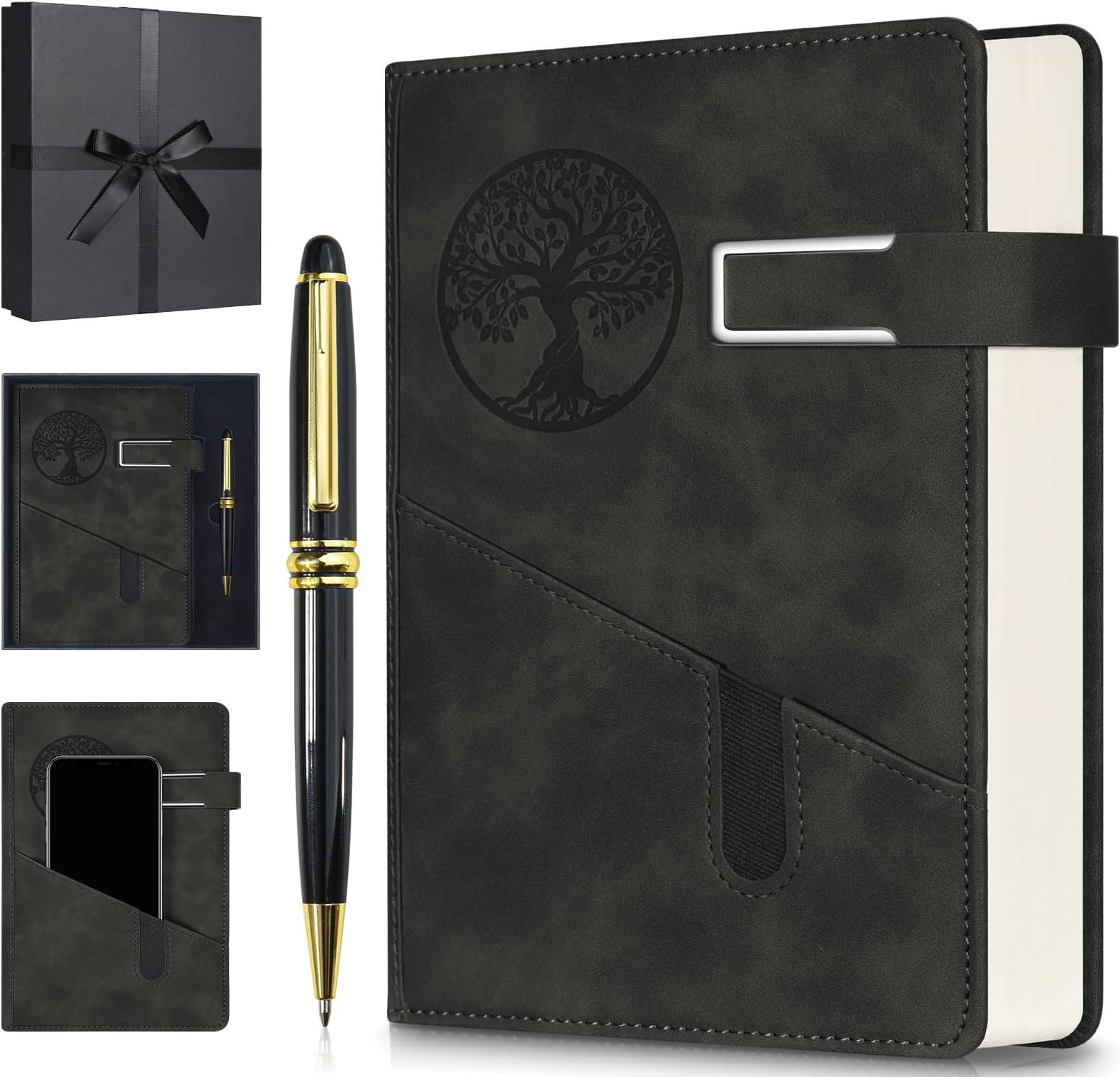 Lined Notebook Journal for Men Women, 365 Pages Numbered College Ruled Notebook, Hardcover Leather Journal with Pen & Gift Box, Thick Daily Diary, Professional Notebooks for Work, School, Business, A5