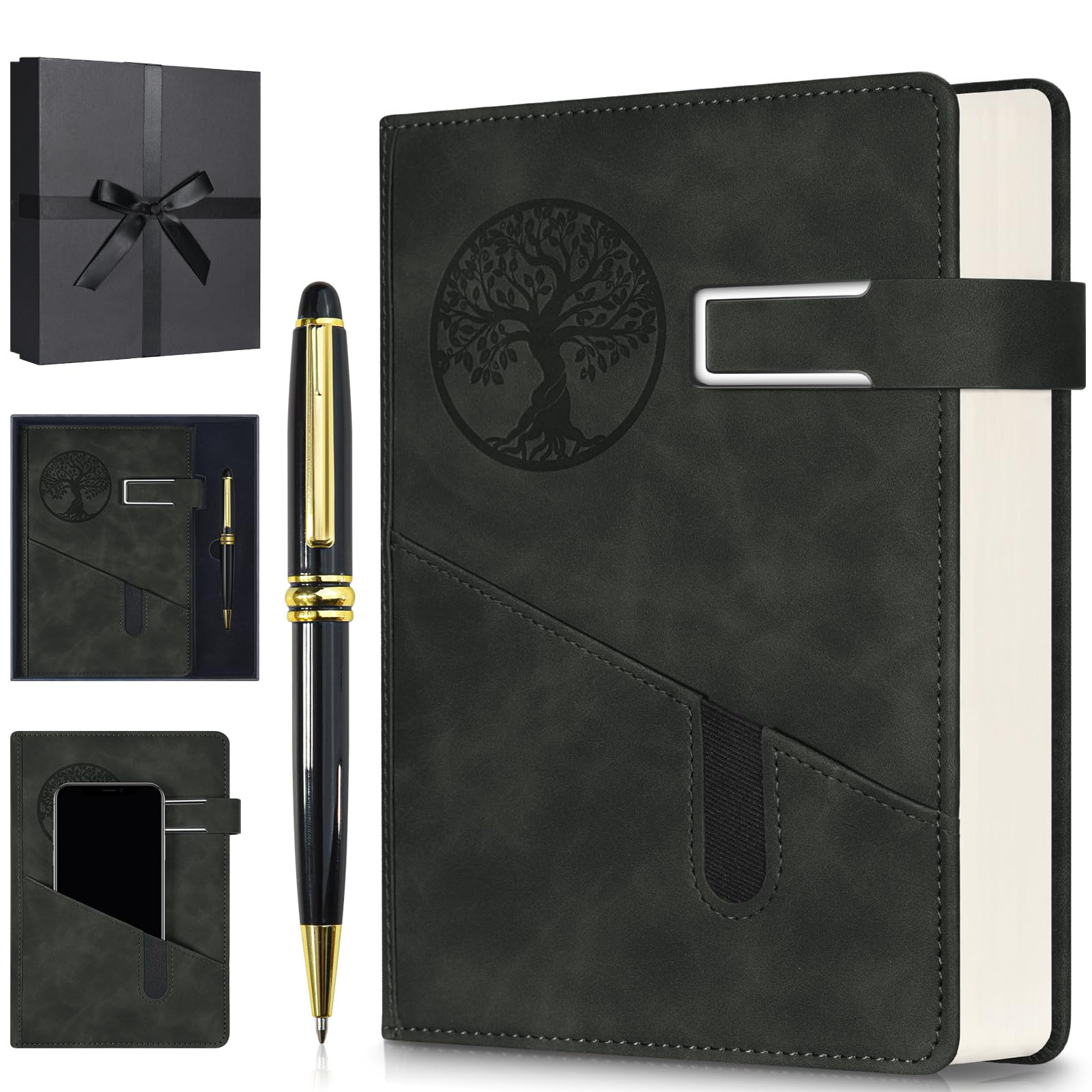 Lined Notebook Journal for Men Women, 365 Pages Numbered College Ruled Notebook, Hardcover Leather Journal with Pen & Gift Box, Thick Daily Diary, Professional Notebooks for Work, School, Business, A5The Forest Stewardship Council