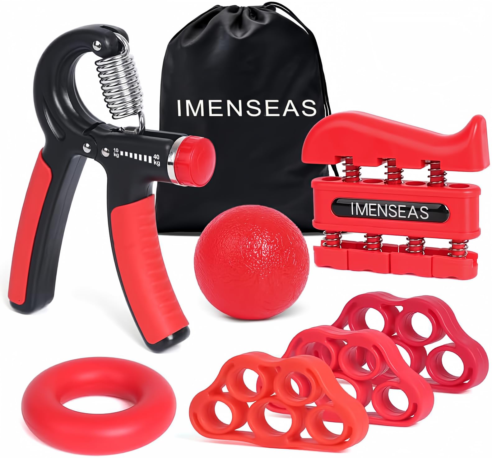 IMENSEAS Grip Strength Trainer 7 Pack Adjustable Finger Stretcher Resistance Extensor Bands Finger Exerciser Hand Gripper Strength Ring