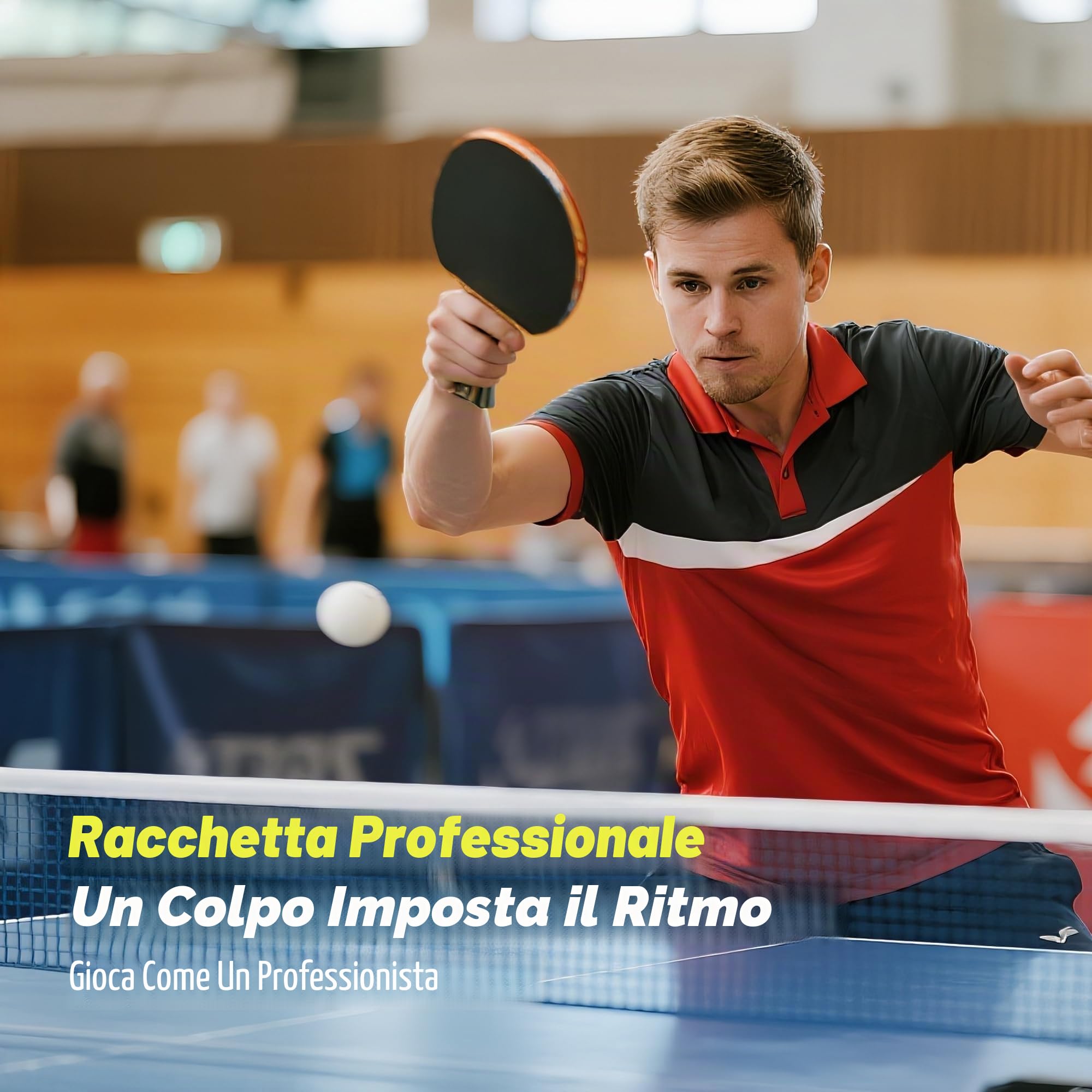 Sportout Racchette Ping Pong - 7 Strati, ITTF Approva la Gomma Racchetta da ping pong, Spugna 2mm Racchetta da Ping Pong Professionale per Allenamento e Competizione Insieme a Custodia