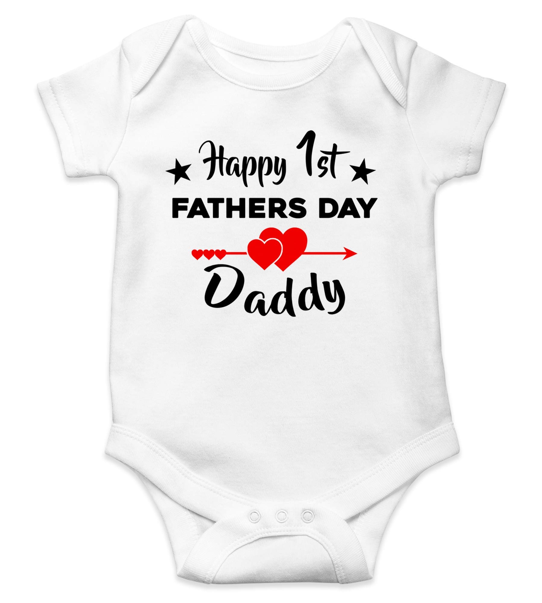 SMARTYPANTS Happy First Fathers Day Dad Babygrow- Cute Present Gifts Ideas Parents Family Three Nickel Free Press Buttons Super Soft 200 GSM 100% Cotton Wash Care Label