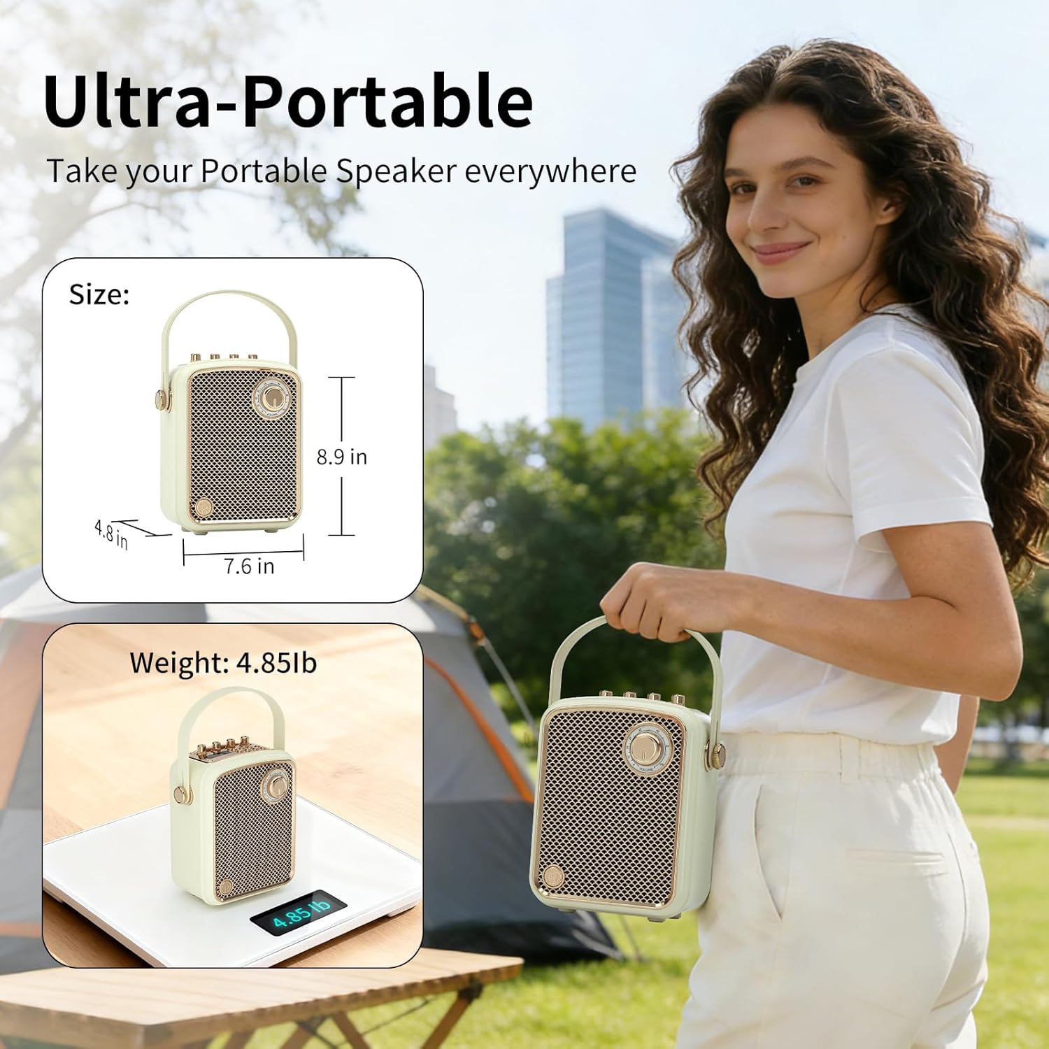 Retro Decorative Bluetooth Speaker Portable Wireless Big Powerful Deep Bass Loud Sound Vintage Decor Cute Fashion Speakers with Subwoofer DSP Support TWS for Home Desk shelf nightstand Party Outdoor