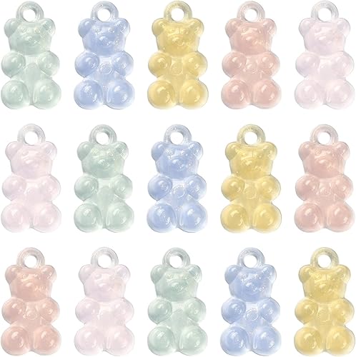 Miniatura 10 de KitBeads 20 dijes de corazón de gomita mezclados al azar, de resina, kawaii de San Valentín, encantos de corazón transparentes para hacer joyas y