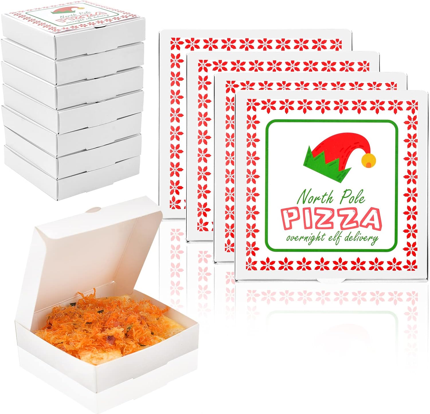50 Pcs Elf Mini Pizza Box Christmas Pizza Box Square