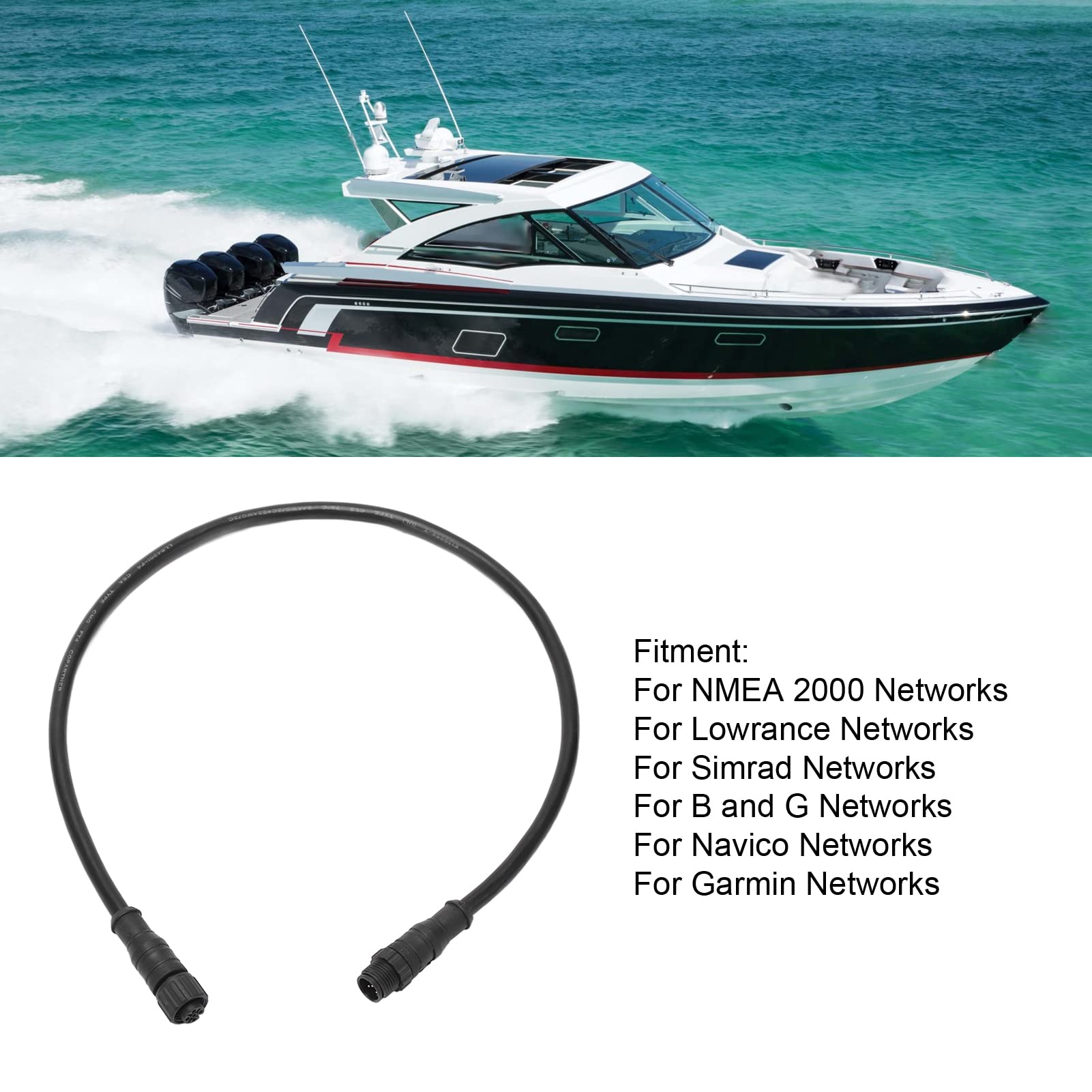 Tbest Cable de Caída para N2K, para Cable Troncal NMEA2000 0,5 M 5 Pines IP67 Impermeable GPS Marino Accesorios para Redes Lowrance