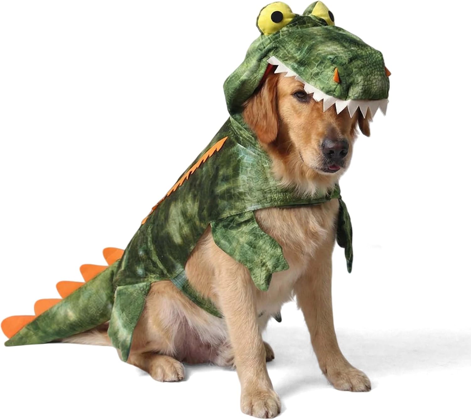 Large Dog Costume Halloween Dog Crocodile Costume Pets Winter Warm Coat Jumpsuits (XL, Green)