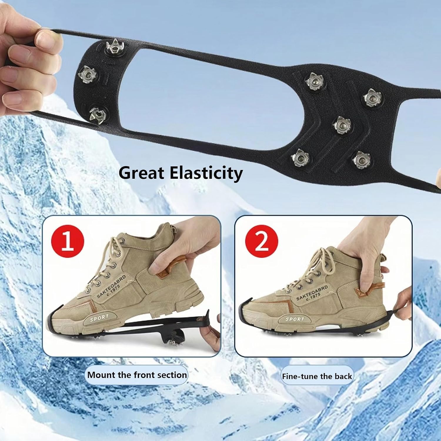 Ice Cleats for Shoes and Boots Crampons Track Spikes Shoe Spikes for Snow and Ice Non Slip Ice Grippers for Women and Men