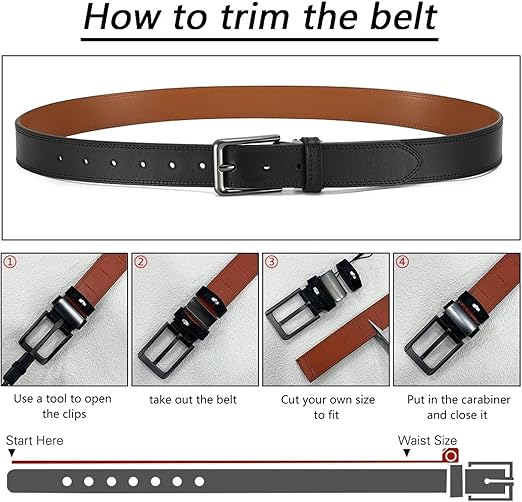 UATXTAU Men Belts Genuine Leather Long Large Pin Buckle